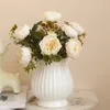 Decoratieve bloemen 6 Takken POEREONY kunstmatige bloemboeket bruiloft bloemen arrangement materialen Kerstmis Huis Decoratie PO Props