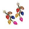 Kolczyki Dangle Oświadczenie Kolor Złotego Kolor krystalicznego szklanego liści kropla dla kobiet wyolbrzymiony daryneston wisiorek biżuterii