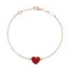 Toppdesign Original Seiko VanCleff Little Red Heart Love Halsband för kvinnor pläterade med Rose Gold Red Agate Heart -formad hänge med krage kedja