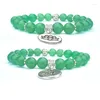 Pärlstrand charm hög kvalitet grön natursten ohm buddha lotus armband män och kvinnor smycken pseira hombres mode gåvor släpp otbje