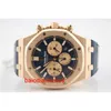 Audemar Pigue Mens Watch Automatic Watches Audemar Pigue Royal Oak Chronograph 41 мм 18K Rose Gold Blue Dial 26331OR FN6H