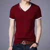 Herren T -Shirts Mode Sommer Vneck Slim Fit Short Sleeve Shirt Männer mercerisierte Baumwollbrand Cleascing Casual T -Shirt 240417