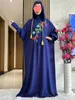 Vêtements ethniques 2024 Nouveau Ramadan musulman deux chapeaux Abaya Dubaï Turquie Islam Clothes 100% coton Robes de tissu Islam Dress Kaftan D240419