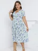 Casual Dresses Plus Size Ladies Elastic Midje Chiffon Dress