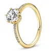 Solitaire Ring New 925 Sterling Silver Ring Golden Shine Solitaire Crossover Pave Triple Band Ring With Crystal For Women Jewelry D240419