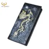 Carteiras de alta qualidade de couro dragão artesanal em unisex design longo design legal organizador de carteira de carteira para carteira de gola 1014