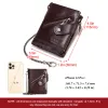 Wallets 100% Cow Leather Small Wallet Rfid Men Bifold Credit Card Holder Brand Purse with Coin Pocket Male Chain Portemonnee