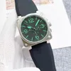 2024 Mens Br Watch Автоматический механический колокольчик коричневая кожаная черная резина Ross 6 Hands MJK001