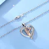 Pendant Necklaces EUDORA 925 Sterling Silver Mother Baby Necklace Rose Gold Color Paved-Crystal Heart Pendant Jewelry Mothers Day Gift for Women 240419