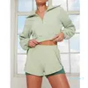 Outfit al Two Piece Set Sports Coat Womens Tight Yoga Clothes Quickdrying LongSleeved Top Zipper Cardigan+ Short Fiess