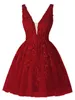 Short Homecoming Dresses Deep V-Neck Sequins Appliques Sexy Backless Lace-up A-Line Tulle Plus Size Graduation Dresse Party Prom Formal Evening Gown Hc15