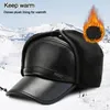 Berets Winter Warm Cap Men Black Leather Fur Baseball Hats For Women Casquette Bones Dad Caps Earflaps Thicken