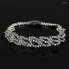 Charm Bracelets 2024 Luxury Crystal For Women Silver Color & Bangles Bridal Wedding Jewelry