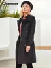 Kadın Trençkotları Cinemore Bahar Uzun Ceket Kadınlar İçin Günlük Rüzgar Dergisi Ceket Çift Kruvaz Kruvazik Kefalet Kesikli Rüzgar Yalıtısı Kadın Palto