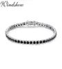 3mm 925 Sterling Silver Cluster Round Black CZ Ziron Tennis Bracelets Pulseras Pulseira Bracelete Women Jewelry Girl Friend Gift C5755686