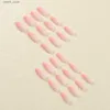 False Nails 24pcs Sweet Gradient Pink False Nails Matte Pink Press on nails Full Cover Wearable Ins Simple Almond Fake nails Manicure Sets Y240419