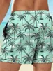Mäns shorts palm tr tropical mens resort 3d tryckt brädeshorts badstammar fickfort komfort andas korta hawaiian stil semester strand t240419