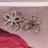 Kvinnors toppklass Vankelfe Original Designer örhängen Blommaörhängen Kvinnliga kronblad Silver full diamant solrosörhängen smycken med logotyp