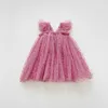 Robes de fille robes de tout-petits girls girls fête 2023 Été sans manches domesy robe tutu fleute robe tulle robe princesse robes d'anniversaire d240423