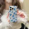 Cell Phone Cases Japanese and Korean water ripple butterfly suitable for 14pro phone case iPhone 15promax female 13pm Huawei m60 H240419