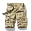 Heren shorts 2024 Pure katoenen zomerheren vrachtjongens Casual pocket streetwear man man Long Bermuda grafisch gestreepte