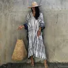 Grundläggande avslappnade klänningar Boho Leopard Print Beach Dress Swimsuit Cover Up 2023 Summer Women Kimono Long Dresses Beachwear Cover-Ups Kaftan Bath Clothing 240419