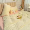 Sängkläder sätter härlig rosa tulpanuppsättning Floral täcke med ark med lakan Kudde mjuk sängkläder för flickor Kvinna sovrum dekor ingen fyllning
