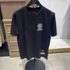 Fu shen chao gloednieuwe ev pocket sticker stof weven brokaat borduurwerk casual ronde nek losse paar korte mouwen t-shirt voor mannen en vrouwen 260097