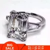 Cluster Rings Vecalon Real 925 Серебряный серебряный кольцо Emeald Asscher Cut Sona 5A CZ Обручальное обручальное обручальное кольцо для женщин Bridal