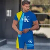 Men's Tracksuits 2024 Summer Popular Mens T-Shirt+Shorts Set Mens Sports Set Printed Leisure Fashion Shirt Shirt T-Shirt مجموعة الركض T240419