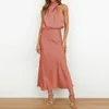 Casual Dresses Women Elegant Stylish Sleeveless Satin Evening Dress Fashion Pink Wedding Bridesmaid Midi Chic Formal