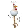 Lustige Big Eyed Chicken Long Foot Resin Crafts Statuen Statue Holzpfahl Dekoration Hen Skulpturen Gartenzaun Kunstbedarf 240418