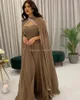 Party Dresses Eightale Arabic Evening Cape Sleeves Beaded Chiffon A-Line Mother Of The Bride Prom Gown Custom Made Dress