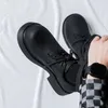 Sıradan ayakkabılar erkekler yüksek taban platformu Japonya Kore Sokak Giyim Moda Gotik Punk Big Toe Deri Asansör Erkek Vintage Elbise