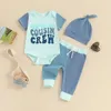 Vêtements Ensembles pour tout-petit Baby Boys Summer Tenfit Lettre imprimé manches courtes Romper et pantalons décontractés Bons de bonnet