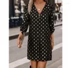 Casual Dresses for Women Streetwear 2024 Summer Fashion Round Neck dragkedja Polka Dot Pullover Långärmklänning Kvinna