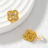 High grade designer New Vancleff High Edition Full Set Zircon Four Leaf Grass Earstuds 925 Silver Needle Exquisite Fashion Style Jewelry