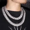 Ciężki srebrny srebrny 20 mm 4Rows Gra Moissanite Diamond łańcuch łącza kubańskiego do męskiego mechanicznego zegarku raper Hip Hop Naszyjnik