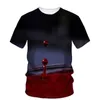 남자 T 셔츠 공포 블러드 블러드 3D 프린트 캐주얼 티셔츠 여성/남성 짧은 슬리브 O- 넥 힙합 티하라 주쿠 탑 패션 Tshirt