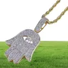 Iced Out Hamsa Pendant Collier For Men Luxury Designer Mens Bling Diamond Hand of Fatima Pendants Hip Hop 18K Gold plaqué Lucky J6633984