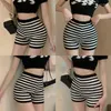 Women's Shorts Summer Fashionable And Versatile Niche Casual Comfortable Classic Striped Contrasting Knitted Pants