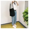 Tas dames canvas schouder vaste kleur tote zachte stoffen stof handtas grote capaciteit studenten boeken eco herbruikbare shopper tassen