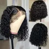 Bob de dentelle Black Black Curly for Women Eau de profonde vague bouclée de cheveux humains Wigs 100% Remy Natural Hair Short Lace Frontal T Part Wig 240409