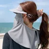 Beretten Hooded Silk Sunscreen Masker Ademend 3D Brim Open Haar Gat Face Neck Cover Sjang Hoofd UV Proof Hat Vrouwen