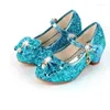 Dance Shoes Princess Butterfly Leather Kids Diamond Bowknot High Heel Children Girl Glitter Fashion Girls Party Shoe