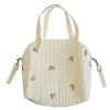 Bags 2023 New Zipper Bear Embroidered Cottondyed Mummy Bag Newborn Baby Girl Stroller High Capacity Hanging Bags Diaper Bag Handbag