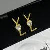 Designer di marchi di moda Lettere Orecchini per stallone Donne geometriche Design del marchio di lusso Crystal Rhinestone Earring Wedding Party Gioielli