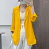 Women's Suits Spring Summer Korean Chiffon Suit Coat Fashion Design Candy Color Thin Sun Protection Shirt Casual 3/4 Sleeve