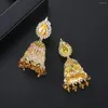 Dangle Earrings LUOTEEMI Gold Color Style Bell Shape Big Drop For Wome Wedding Party Colorful CZ Fashion Jewelry Brincos