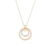 Chains Fashion Hollow Out Pendant Necklace Rose Gold Round Crystal Ladies Jewelry Send Girlfriend Romantic